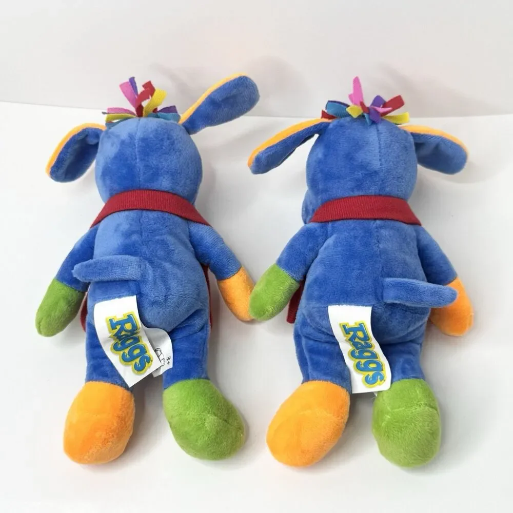 Vintage Raggs The Blue Dog 8.5" Plush Stuffed Animal Lot of 2 PBS Kids TV Show - Picture 4 of 6